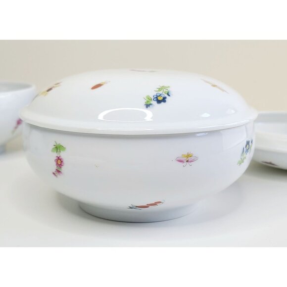 Limoges Chamart Porcelain Bowls With Lids Floral & Insect Trinkets set of 4 - Picture 5 of 16
